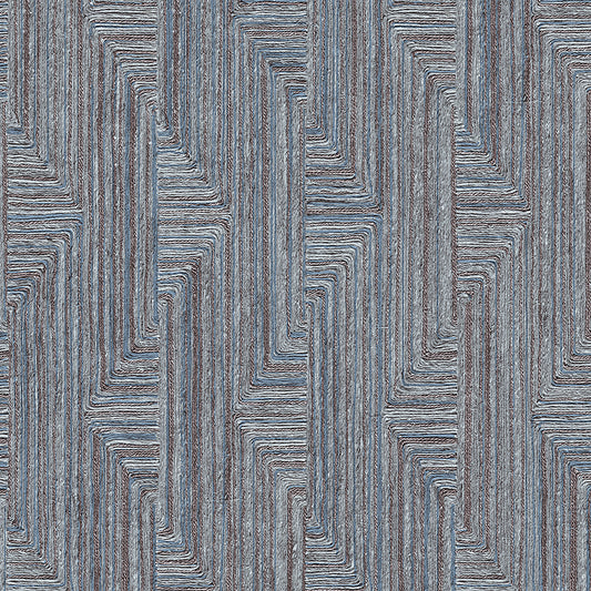 VEER DECOR Threadline Geo Stitch Navy Wallpaper Geometrics Contemporary, Transitional Brown  Wallpaper - 8384-AA6