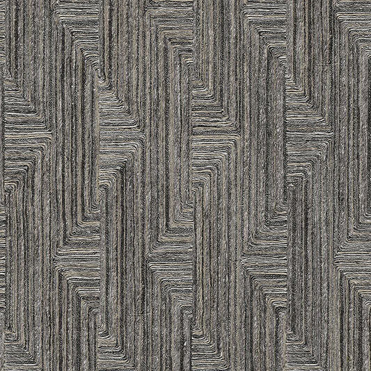 VEER DECOR Threadline Geo Stitch Black Wallpaper Geometrics Contemporary, Transitional Black  Wallpaper - 8384-AA7
