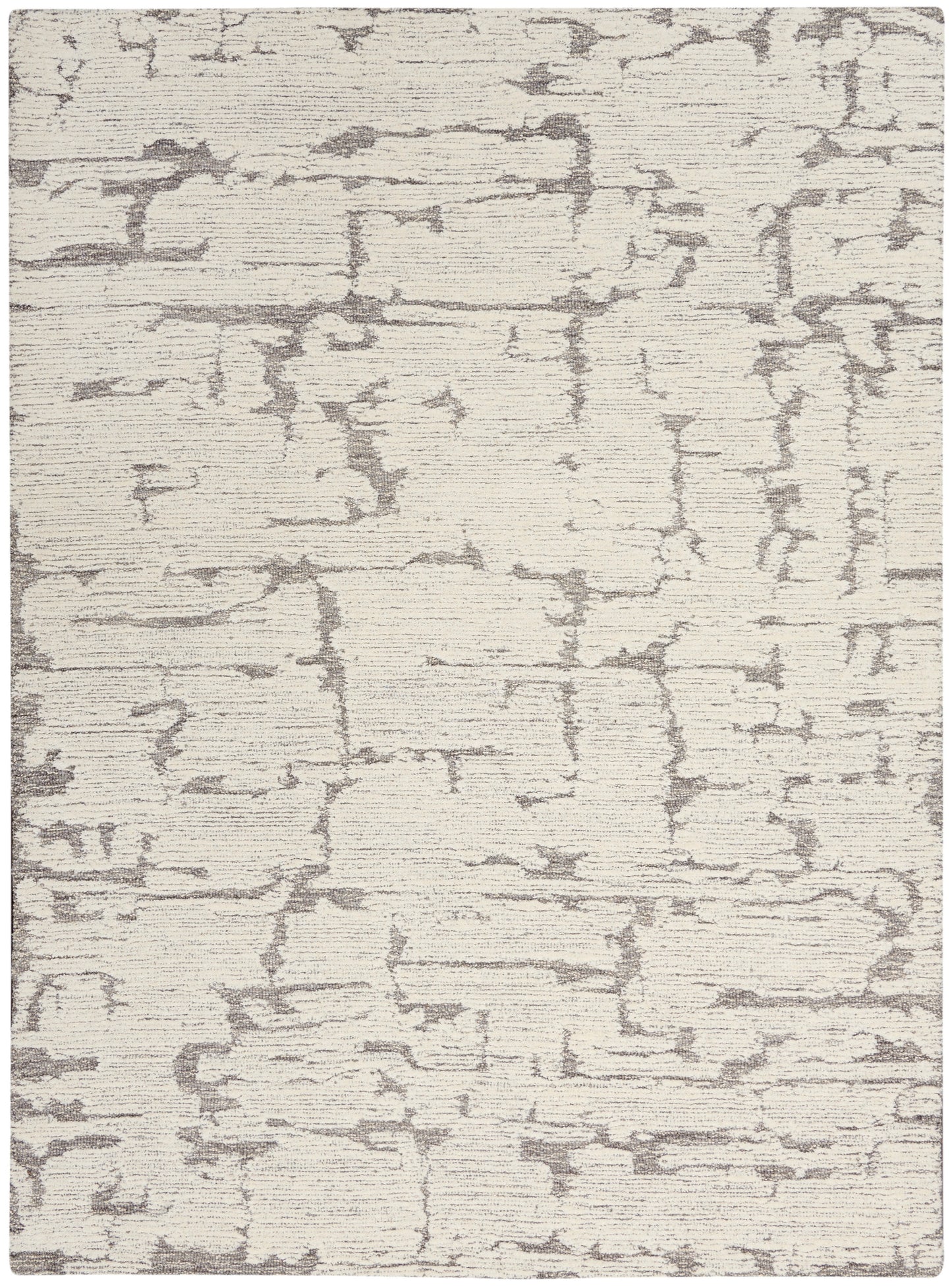 Cream and light gray abstract-pattern area rug; rectangular, modern style for living room or bedroom.