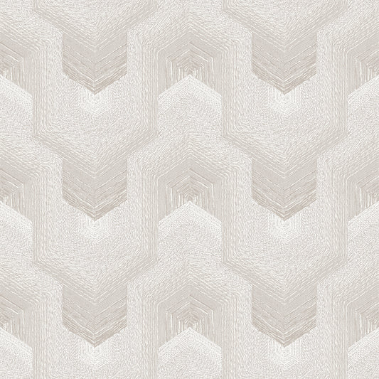 VEER DECOR Embroidered Polygonal Dream White Wallpaper Geometrics Contemporary White  Wallpaper - 8385-AA1