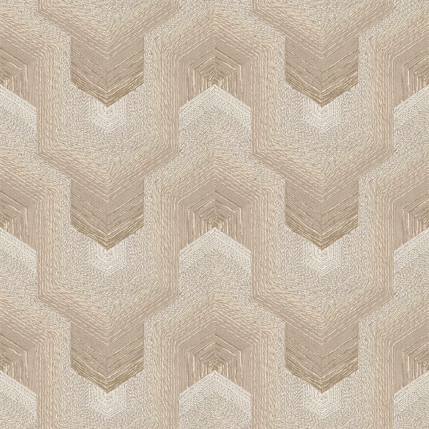 VEER DECOR Embroidered Polygonal Dream Beige Wallpaper Geometrics Contemporary Beige  Wallpaper - 8385-AA2
