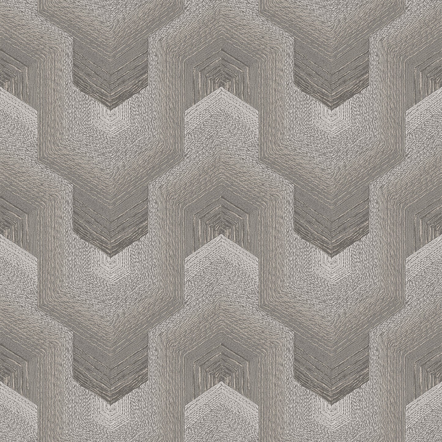 VEER DECOR Embroidered Polygonal Dream Brown Wallpaper Geometrics Contemporary Silver  Wallpaper - 8385-AA3
