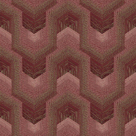 VEER DECOR Embroidered Polygonal Dream Red Wallpaper Geometrics Contemporary Red  Wallpaper - 8385-AA5