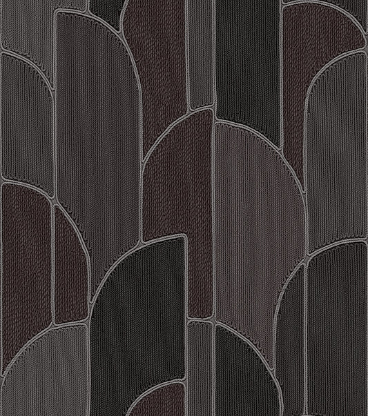 VEER DECOR Stitched Arches Black Wallpaper Geometrics Transitional, Contemporary Black  Wallpaper - 8385-AC7