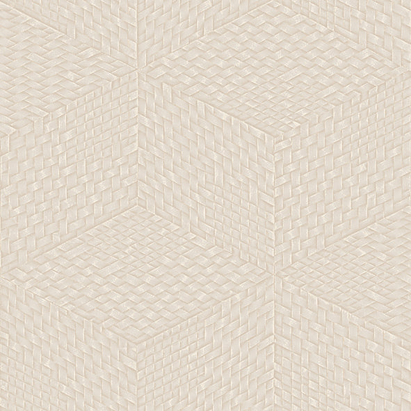 VEER DECOR Wicker Cube Cream Wallpaper Geometrics Contemporary Cream  Wallpaper - 8385-AE3