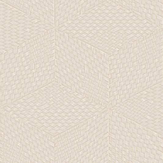 VEER DECOR Wicker Cube Cream Wallpaper Geometrics Contemporary Cream  Wallpaper - 8385-AE3