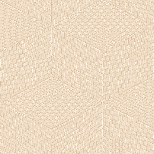 VEER DECOR Wicker Cube Tan Wallpaper Geometrics Contemporary Tan  Wallpaper - 8385-AE5