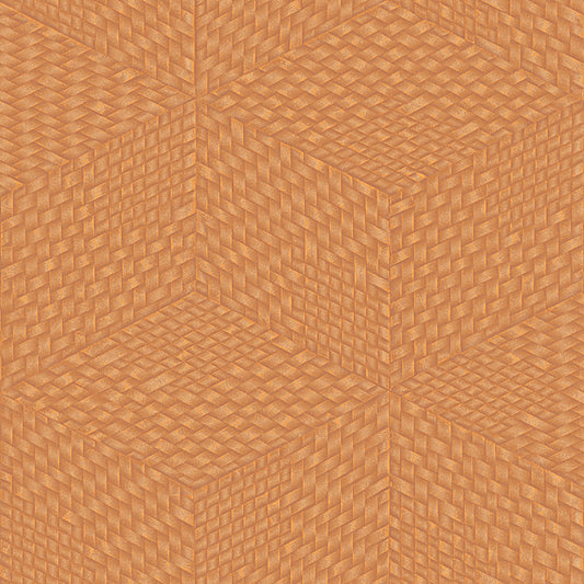 VEER DECOR Wicker Cube Orange Wallpaper Geometrics Contemporary Orange  Wallpaper - 8385-AE7