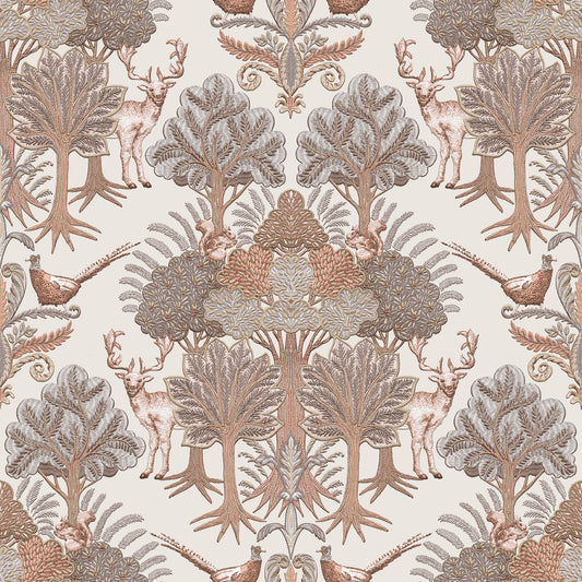VEER DECOR Woodland Tapestry Beige Wallpaper Animals Transitional, Traditional, Contemporary Sage  Wallpaper - 8386-AA1