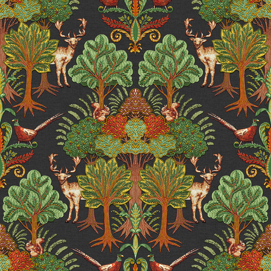 VEER DECOR Woodland Tapestry Black Wallpaper Animals Contemporary Black  Wallpaper - 8386-AA6