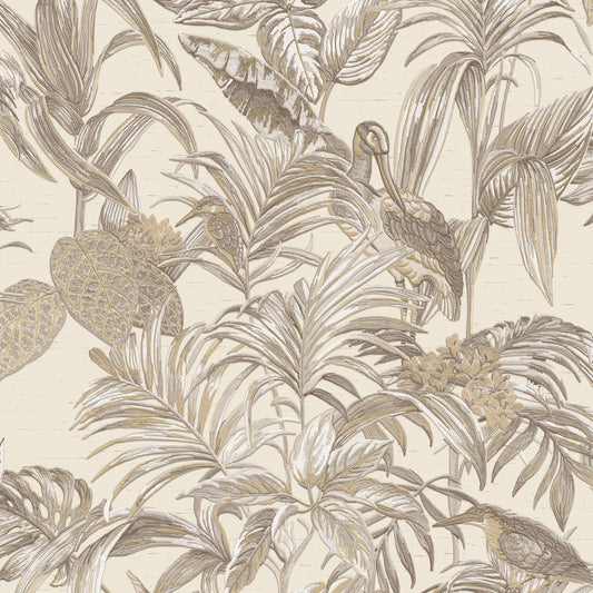VEER DECOR Bird of Paradise Cream Wallpaper Animals Traditional Cream  Wallpaper - 8387-AA1