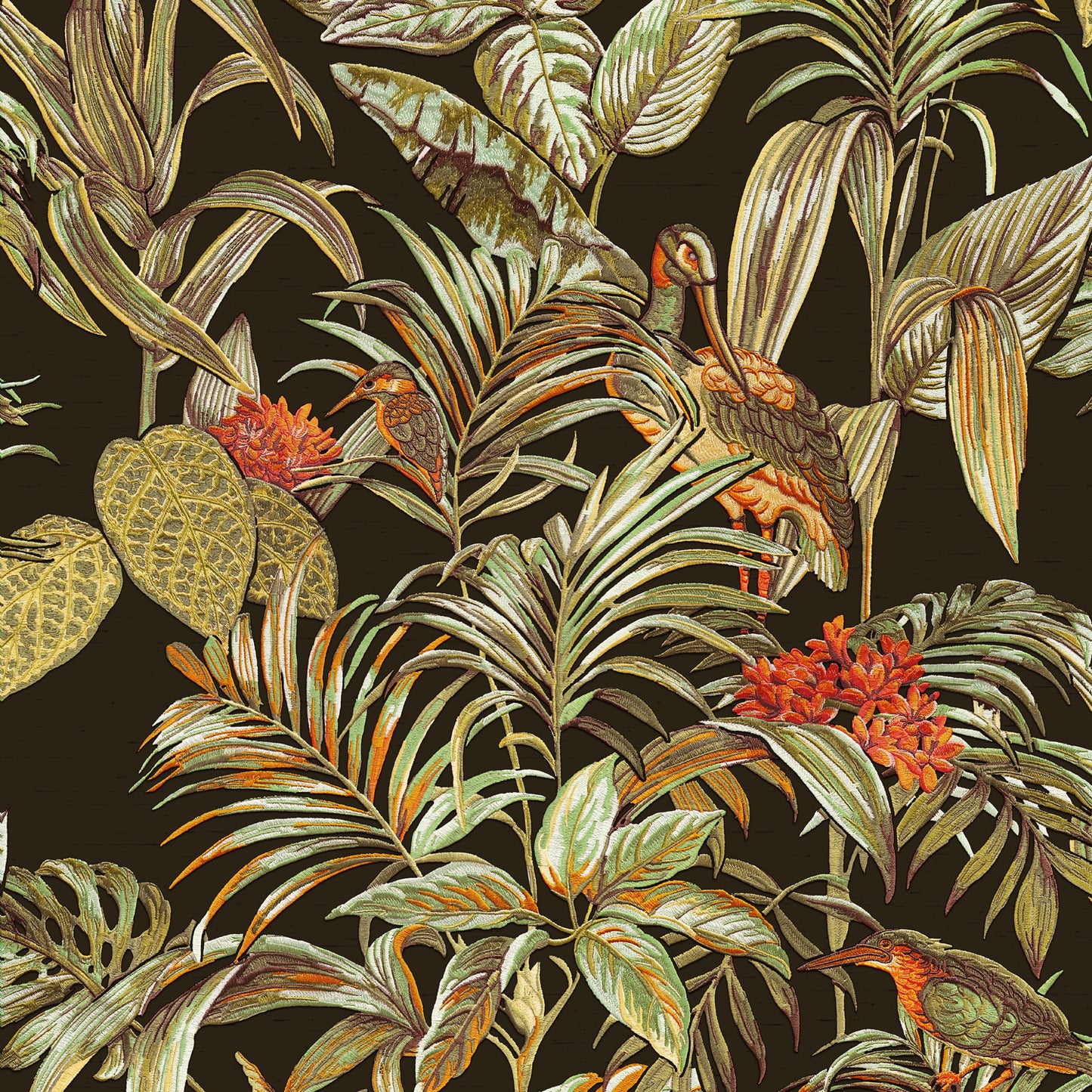 VEER DECOR Bird of Paradise Black Wallpaper Tropical Traditional Black  Wallpaper - 8387-AA3