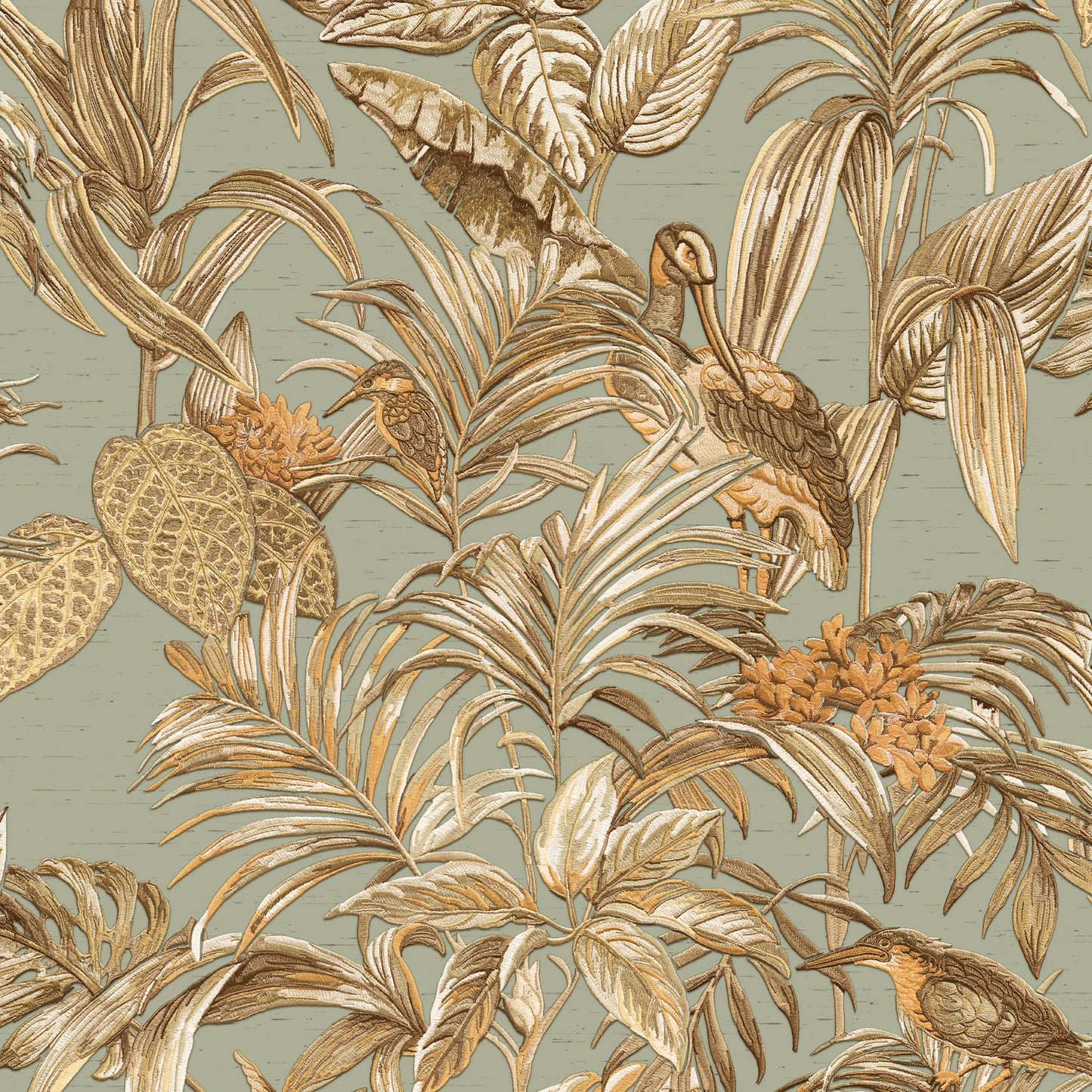 VEER DECOR Bird of Paradise Sage Wallpaper Tropical Traditional Sage  Wallpaper - 8387-AA5