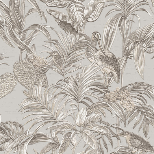 VEER DECOR Bird of Paradise Beige Wallpaper Tropical Traditional Beige  Wallpaper - 8387-AA6