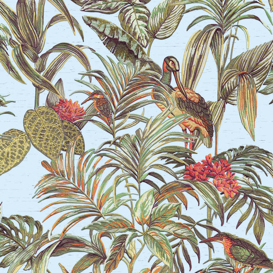 VEER DECOR Bird of Paradise Teal Wallpaper Tropical Traditional Teal  Wallpaper - 8387-AA7