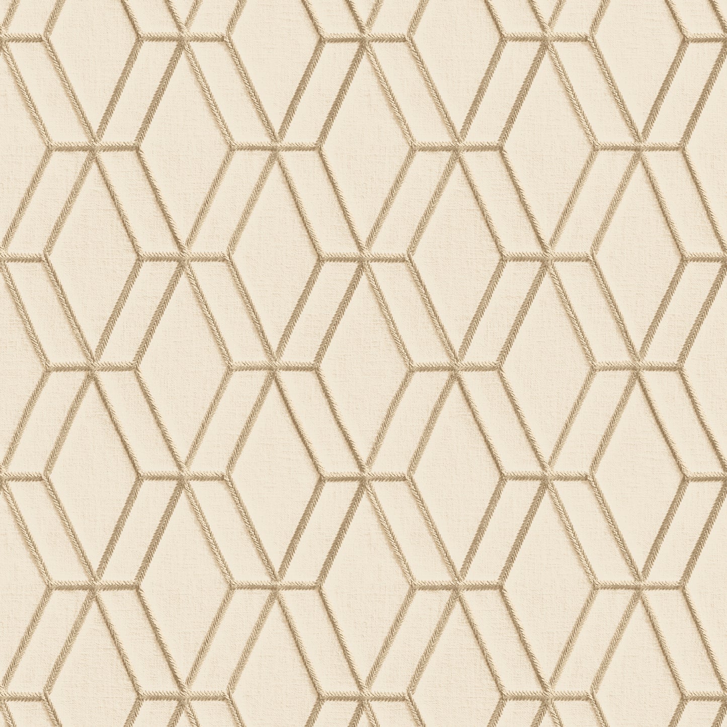 VEER DECOR Embroidery Stich Diamond Beige Wallpaper Geometrics Traditional Beige  Wallpaper - 8387-AB1