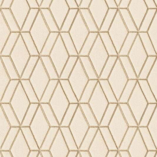 VEER DECOR Embroidery Stich Diamond Beige Wallpaper Geometrics Traditional Beige  Wallpaper - 8387-AB1