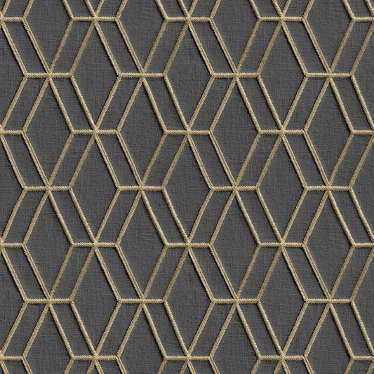 VEER DECOR Embroidery Stich Diamond Black Wallpaper Geometrics Traditional Black  Wallpaper - 8387-AB3