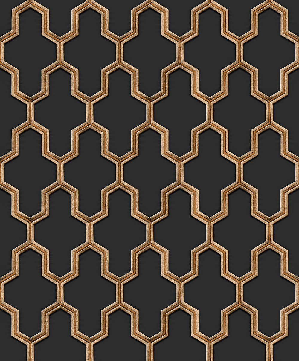 VEER DECOR Geometric Silk Black Wallpaper Geometrics Traditional Black  Wallpaper - 8387-AG2