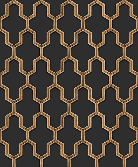VEER DECOR Geometric Silk Black Wallpaper Geometrics Traditional Black  Wallpaper - 8387-AG2