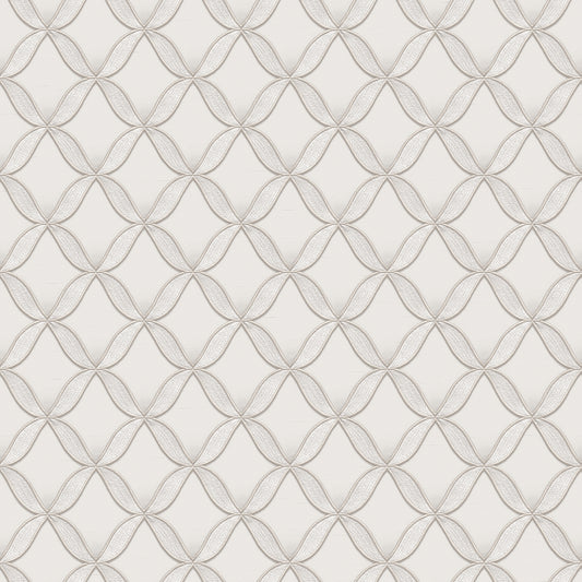 VEER DECOR Geometric Trellis Silver Wallpaper Geometrics Traditional, Transitional Silver  Wallpaper - 8387-AJ1