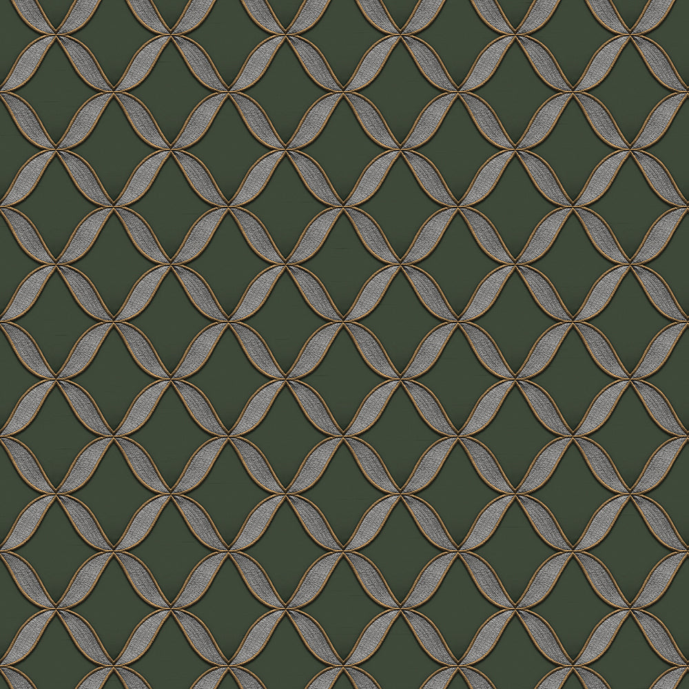 VEER DECOR Geometric Trellis Green Wallpaper Geometrics Traditional, Transitional Green  Wallpaper - 8387-AJ3