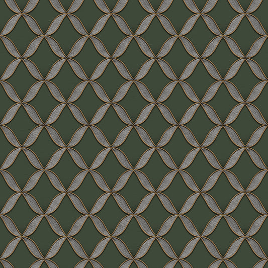 VEER DECOR Geometric Trellis Green Wallpaper Geometrics Traditional, Transitional Green  Wallpaper - 8387-AJ3