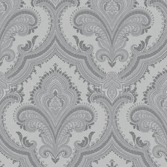 VEER DECOR Traditional Damask Gray Wallpaper Damasks Traditional Grey  Wallpaper - 8387-AL4