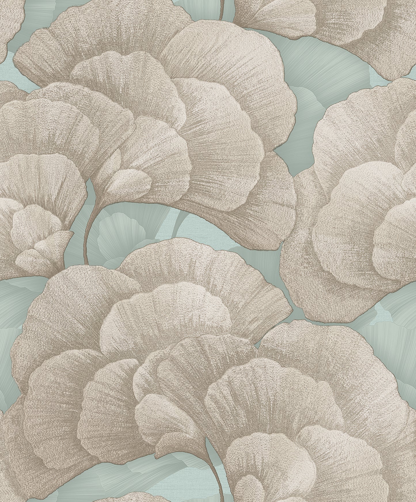 VEER DECOR Embroidered Ginkgo Sage Wallpaper Nature Traditional, Transitional Sage  Wallpaper - 8388-AA5
