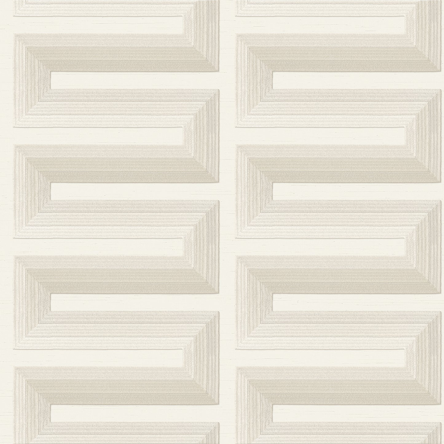 VEER DECOR Embroidered Grecian Key Cream Wallpaper Medallions Traditional, Transitional Cream  Wallpaper - 8388-AG1