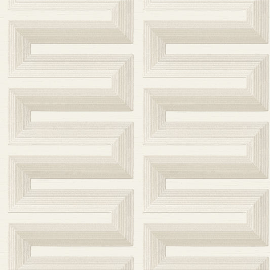 VEER DECOR Embroidered Grecian Key Cream Wallpaper Medallions Traditional, Transitional Cream  Wallpaper - 8388-AG1