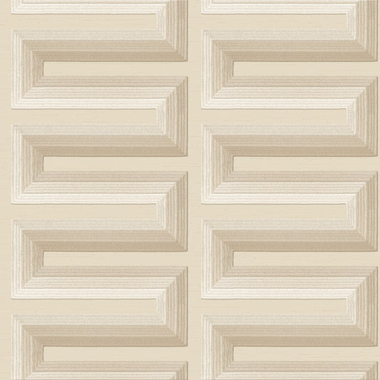 VEER DECOR Embroidered Grecian Key Beige Wallpaper Medallions Traditional, Transitional Beige  Wallpaper - 8388-AG2