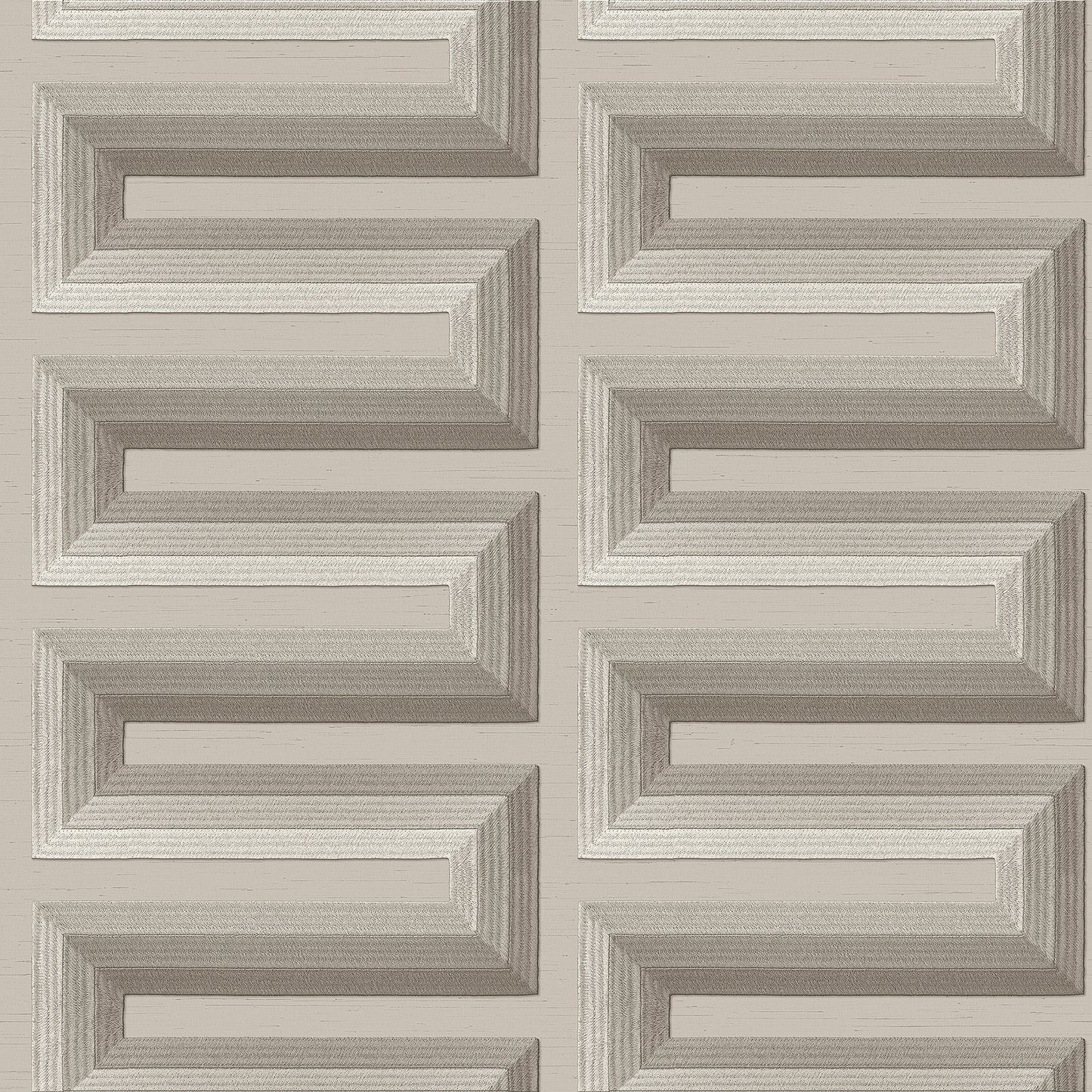 VEER DECOR Embroidered Grecian Key Gray Wallpaper Medallions Traditional, Transitional Grey  Wallpaper - 8388-AG3