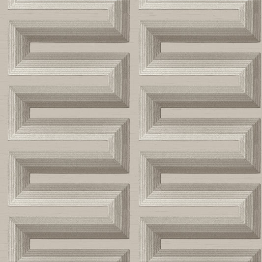 VEER DECOR Embroidered Grecian Key Gray Wallpaper Medallions Traditional, Transitional Grey  Wallpaper - 8388-AG3