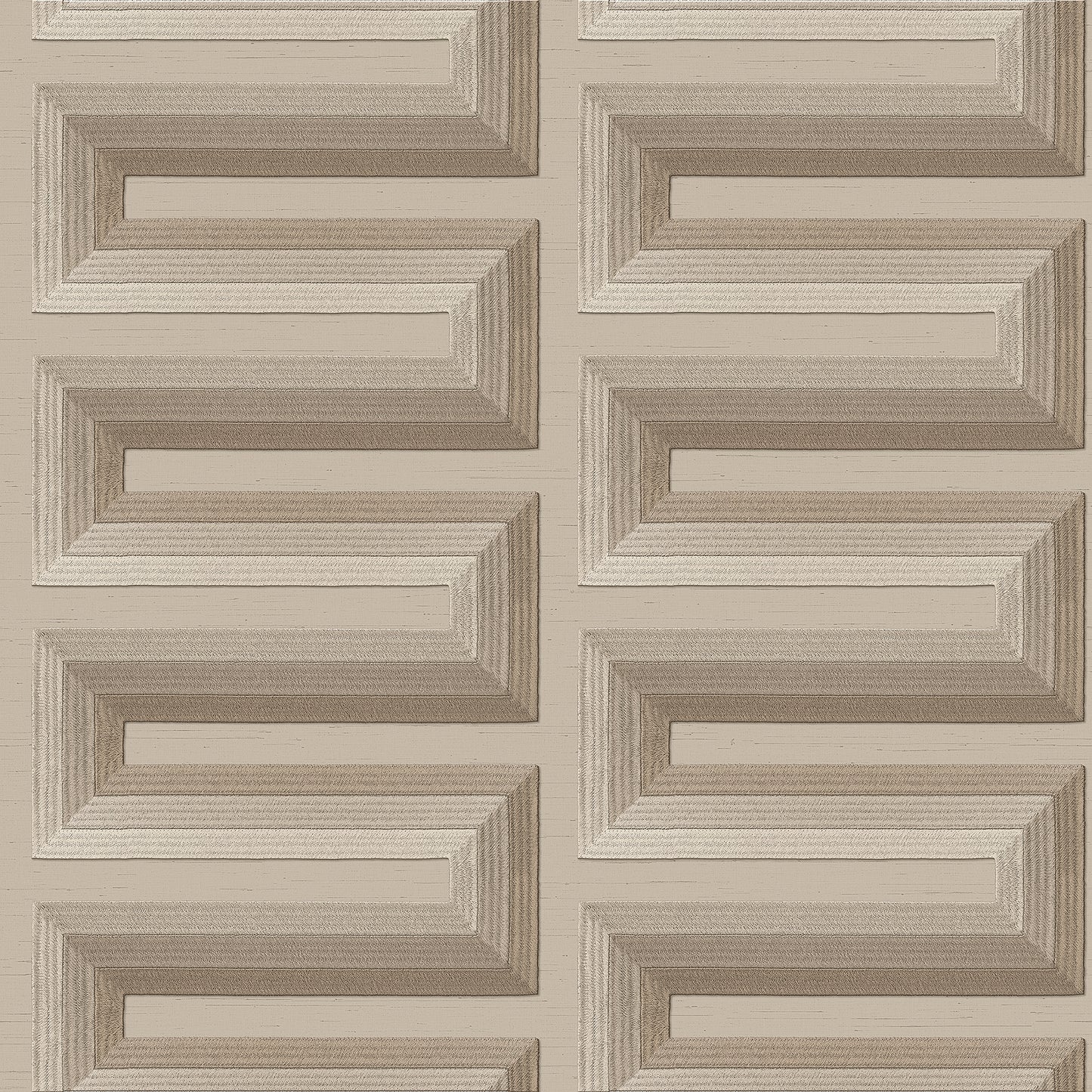 VEER DECOR Embroidered Grecian Key Taupe Wallpaper Medallions Traditional, Transitional Taupe  Wallpaper - 8388-AG4