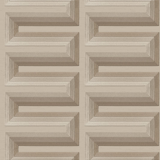 VEER DECOR Embroidered Grecian Key Taupe Wallpaper Medallions Traditional, Transitional Taupe  Wallpaper - 8388-AG4