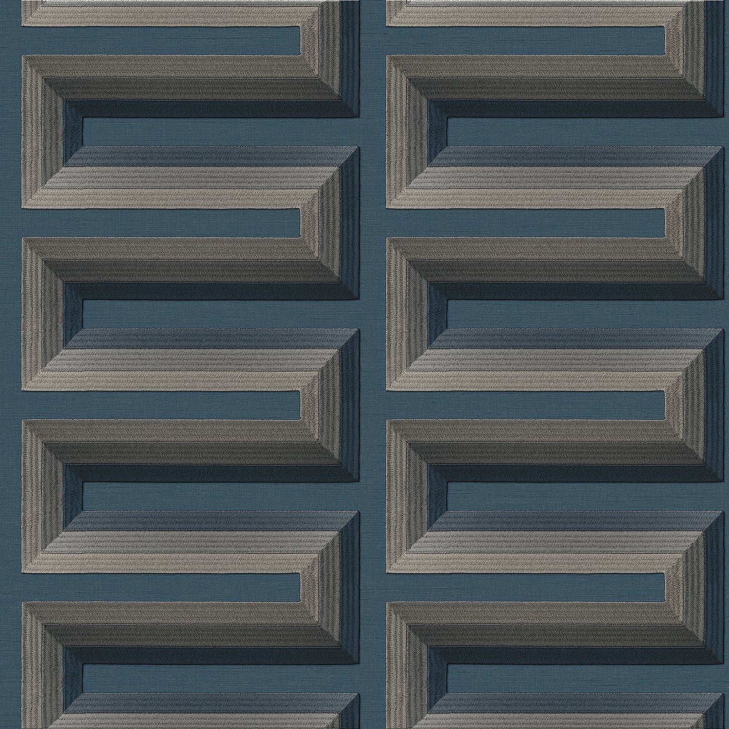 VEER DECOR Embroidered Grecian Key Blue Wallpaper Medallions Traditional, Transitional Blue  Wallpaper - 8388-AG6