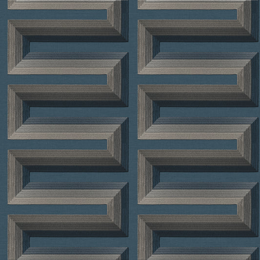 VEER DECOR Embroidered Grecian Key Blue Wallpaper Medallions Traditional, Transitional Blue  Wallpaper - 8388-AG6