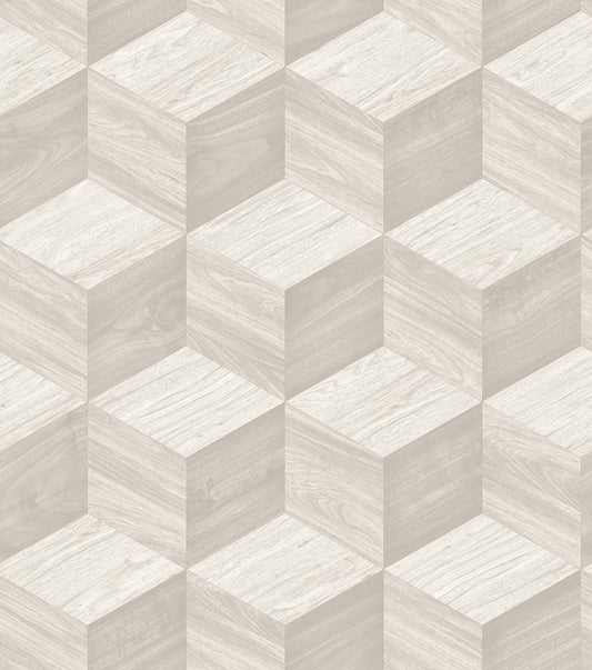 VEER DECOR Woodgrain Grid White Wallpaper Faux Naturals Contemporary White  Wallpaper - 8388-AI1