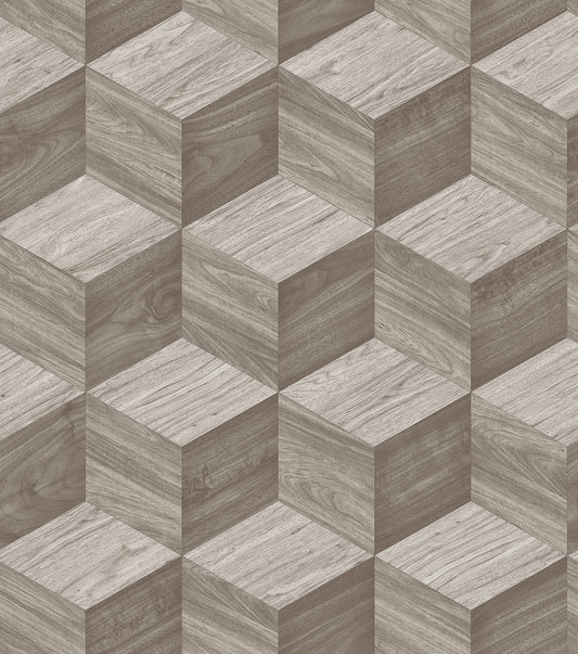 VEER DECOR Woodgrain Grid Taupe Wallpaper Faux Naturals Contemporary Taupe  Wallpaper - 8388-AI2