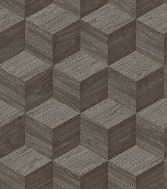 VEER DECOR Woodgrain Grid Gray Wallpaper Faux Naturals Contemporary Grey  Wallpaper - 8388-AI3