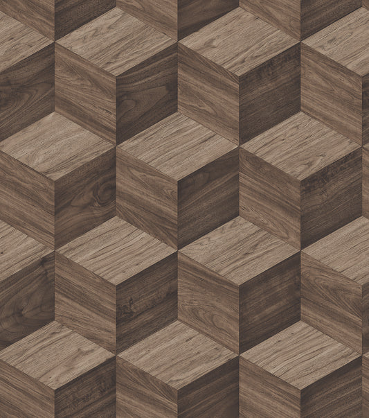 VEER DECOR Woodgrain Grid Brown Wallpaper Faux Naturals Contemporary Brown  Wallpaper - 8388-AI4