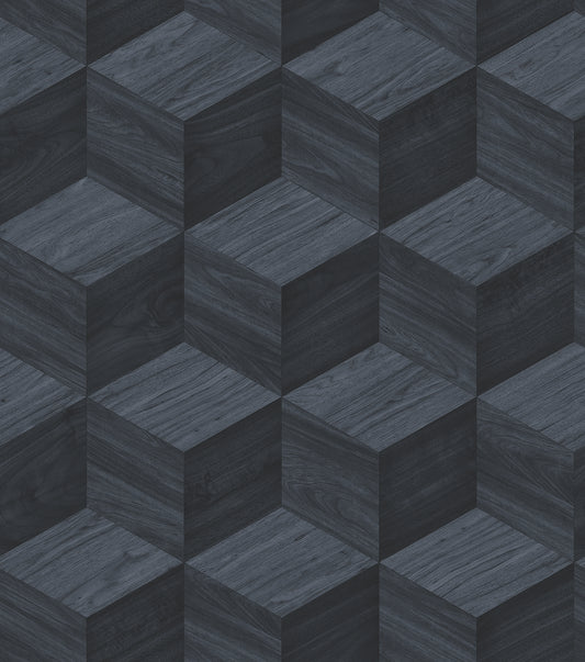 VEER DECOR Woodgrain Grid Blue Wallpaper Faux Naturals Contemporary Blue  Wallpaper - 8388-AI5