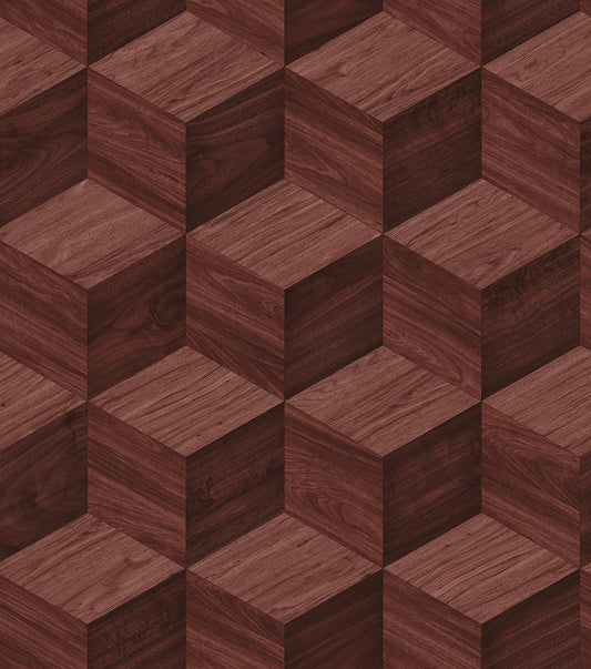 VEER DECOR Woodgrain Grid Red Wallpaper Faux Naturals Contemporary Red  Wallpaper - 8388-AI6