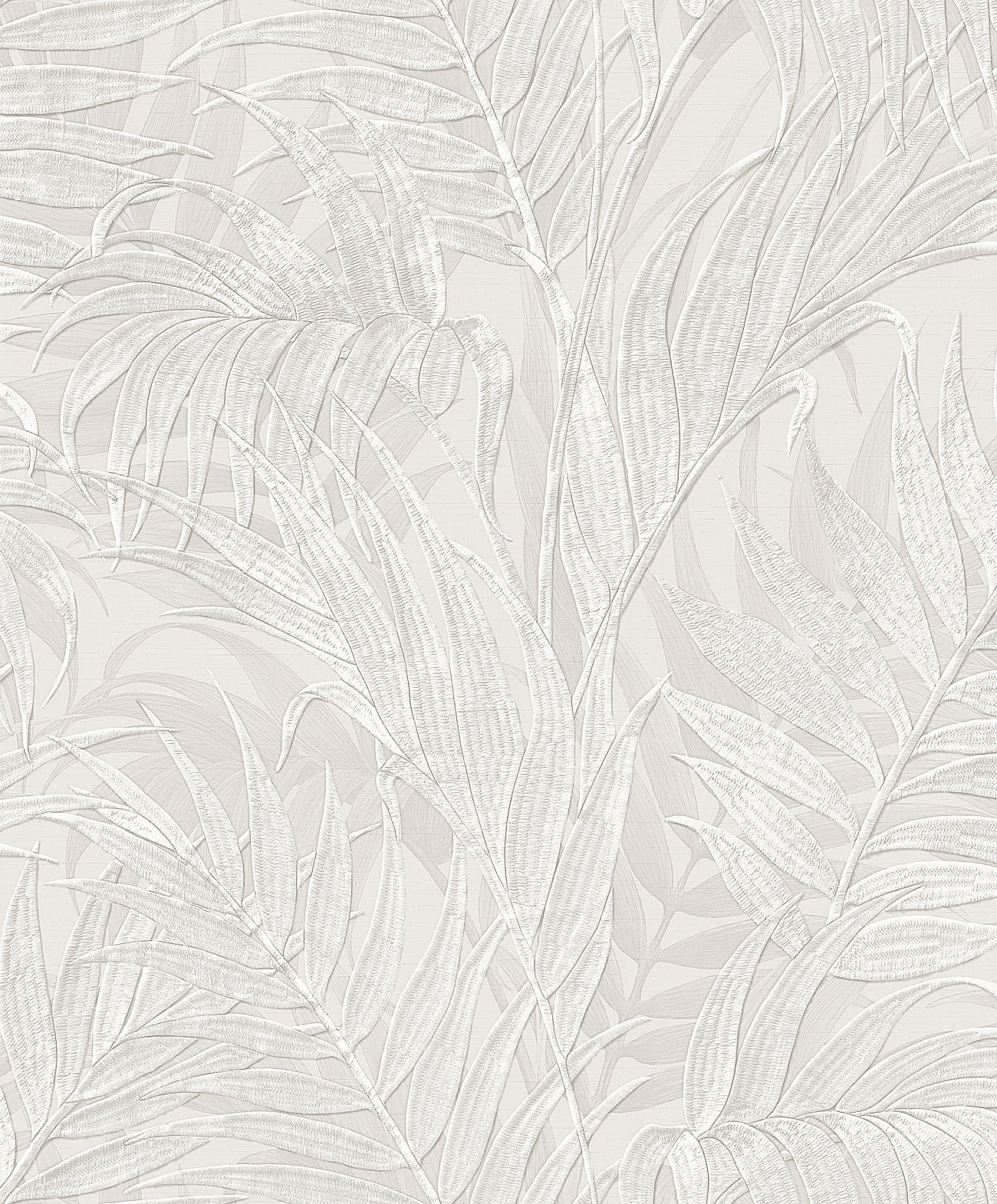VEER DECOR Embroidered Palm Silver Wallpaper Tropical Tropical, Transitional, Traditional Silver  Wallpaper - 8389-AA1