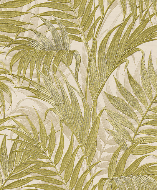 VEER DECOR Embroidered Palm Sage Wallpaper Tropical Tropical, Transitional, Traditional Sage  Wallpaper - 8389-AA4