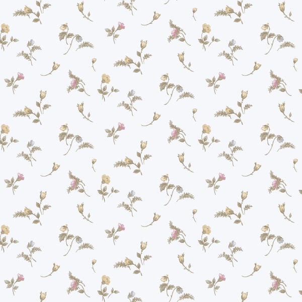 Soft floral pattern with beige and pink blossoms in watercolor style on a pale background.
