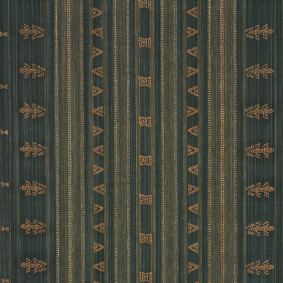 SCHUMACHER  PATTERSON FLYNN NIMA EMBROIDERED COTTON LINEN WOVEN WOVEN JUNGLE GREEN   - 84061