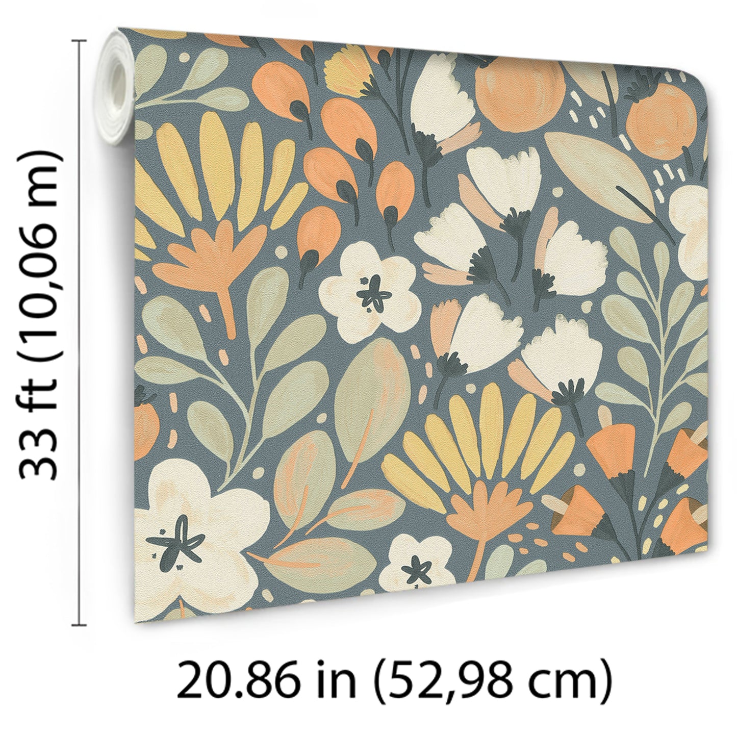 VEER DECOR Poetic Garden Blue Wallpaper Floral Transitional Blue  Wallpaper - 8411-VRTR-AB3