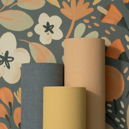 VEER DECOR Poetic Garden Blue Wallpaper Floral Transitional Blue  Wallpaper - 8411-VRTR-AB3